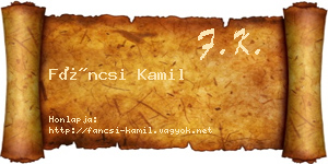 Fáncsi Kamil névjegykártya